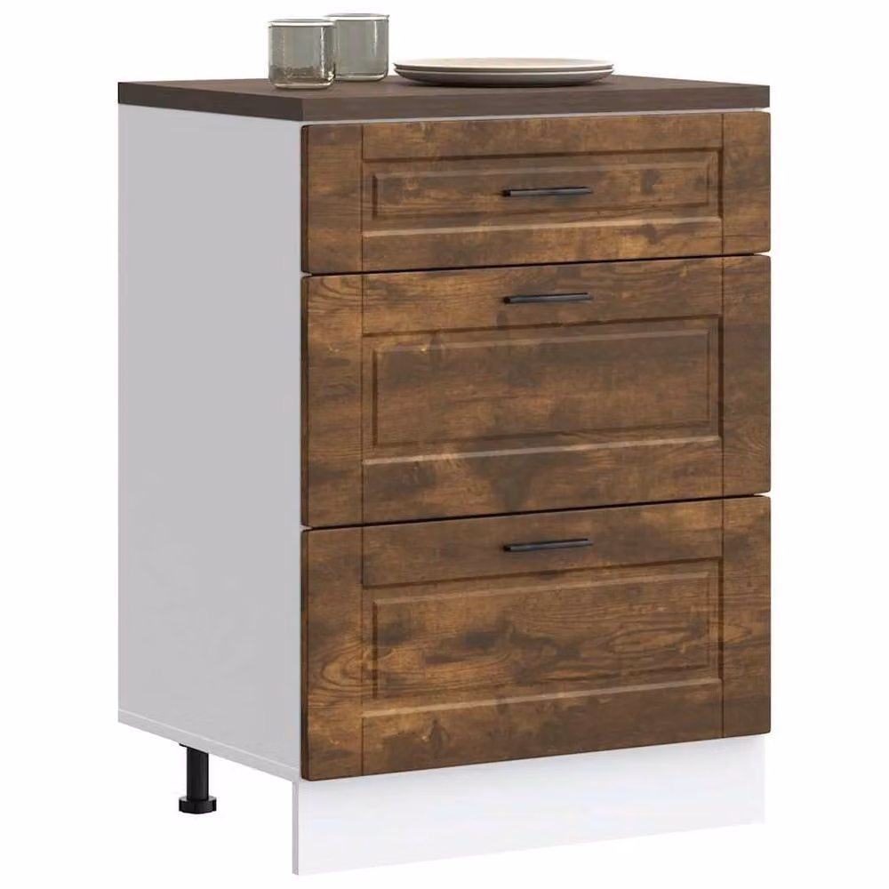 Berkfield Home Porto Kitchen Base Cabinet in Smoked Oak Brown, W/D/H: 60.0 x 46.0 x 81.5 cm – 2