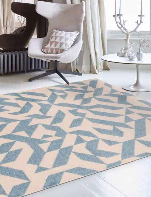 Asiatic Muse Shapes Blue Geometric Modern Rectangular Polypropylene Rug