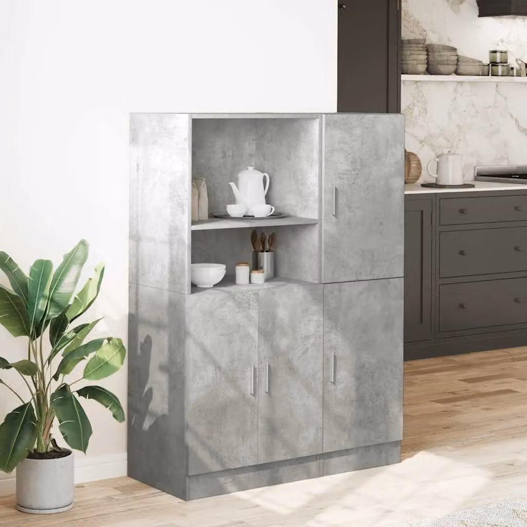 Berkfield Home 2 Piece Wall Mounted Kitchen Cabinet Set in Matt Grey Engineered Wood – 2