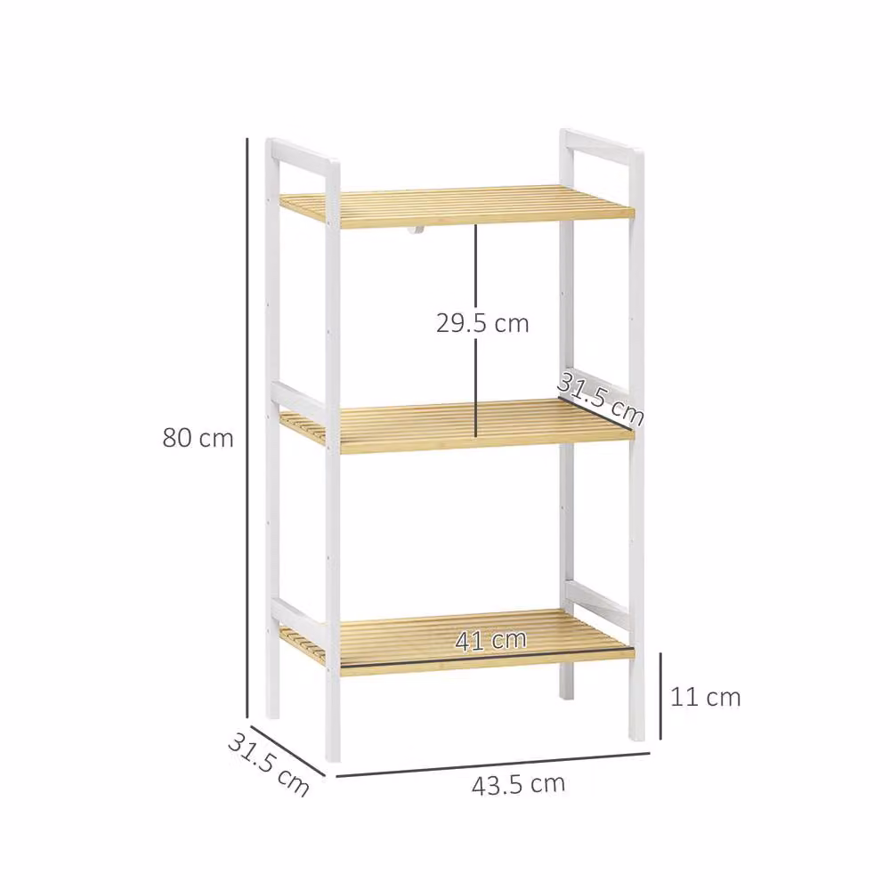 STILVORA White Lacquered Bamboo Storage Shelf with 4 Adjustable Shelves – 4