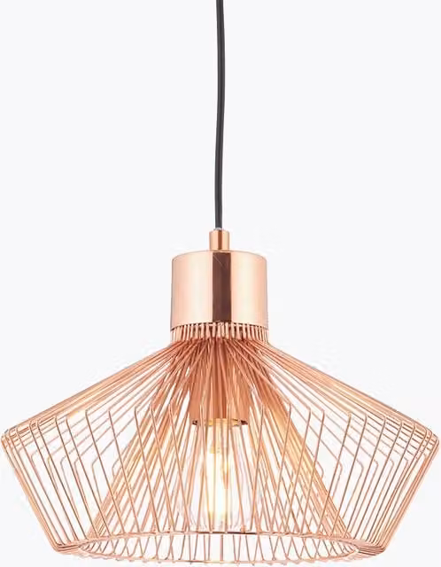 Perch & Parrow Analia Industrial Cone Pendant Light in Copper and Wood with E27 Socket