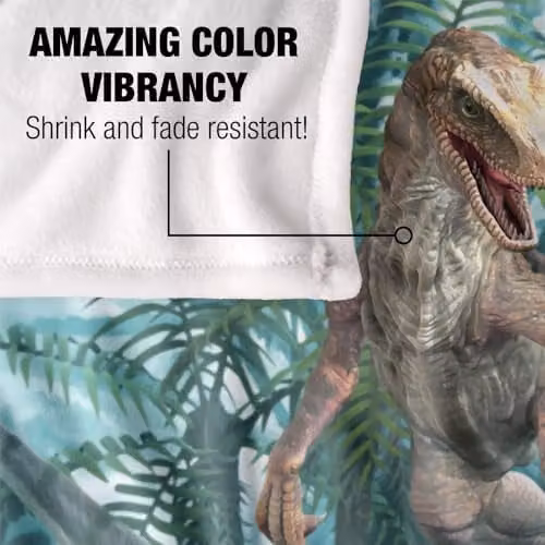 JQ Licensing Royce McClure Bad Boy Raptor Dinosaurs Super Soft Silky Touch Fleece Throw Blanket, White and Multicolour, W/D/H: 152 x 127 cm – 3