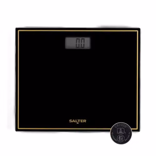 Salter Compact Digital Bathroom Scale with LCD Display, Black and Gold – 1