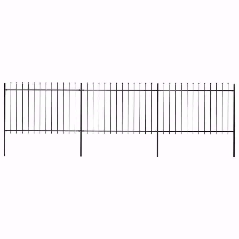 Berkfield Home Elegant Garden Fence with Spear Top, Powder-Coated Steel, Black, W: 510 cm, H: 120 cm