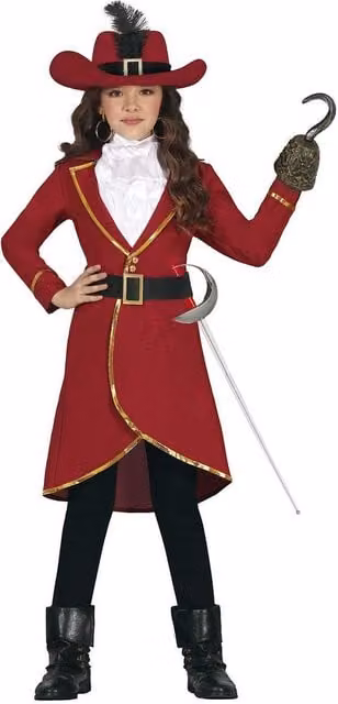 Fiestas Guirca Childrens Captain Corsair Costume in Red and Black