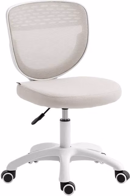 Rolipo Grey Armless Mesh Swivel Task Chair with Adjustable Height and Castors – 1