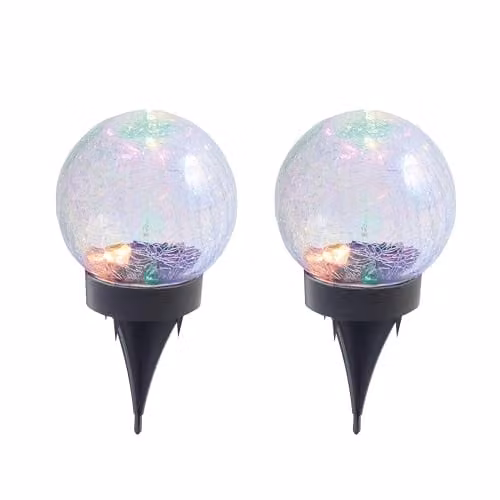 Coopers of Stortford Gainsborough Solar Multicolour LED Sphere Lights with Glass Globes and Ground Spike or Tabletop Base – 1