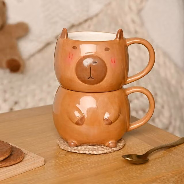 The Feel Good Club Brown Ceramic Capybara Stackable Mug – 1