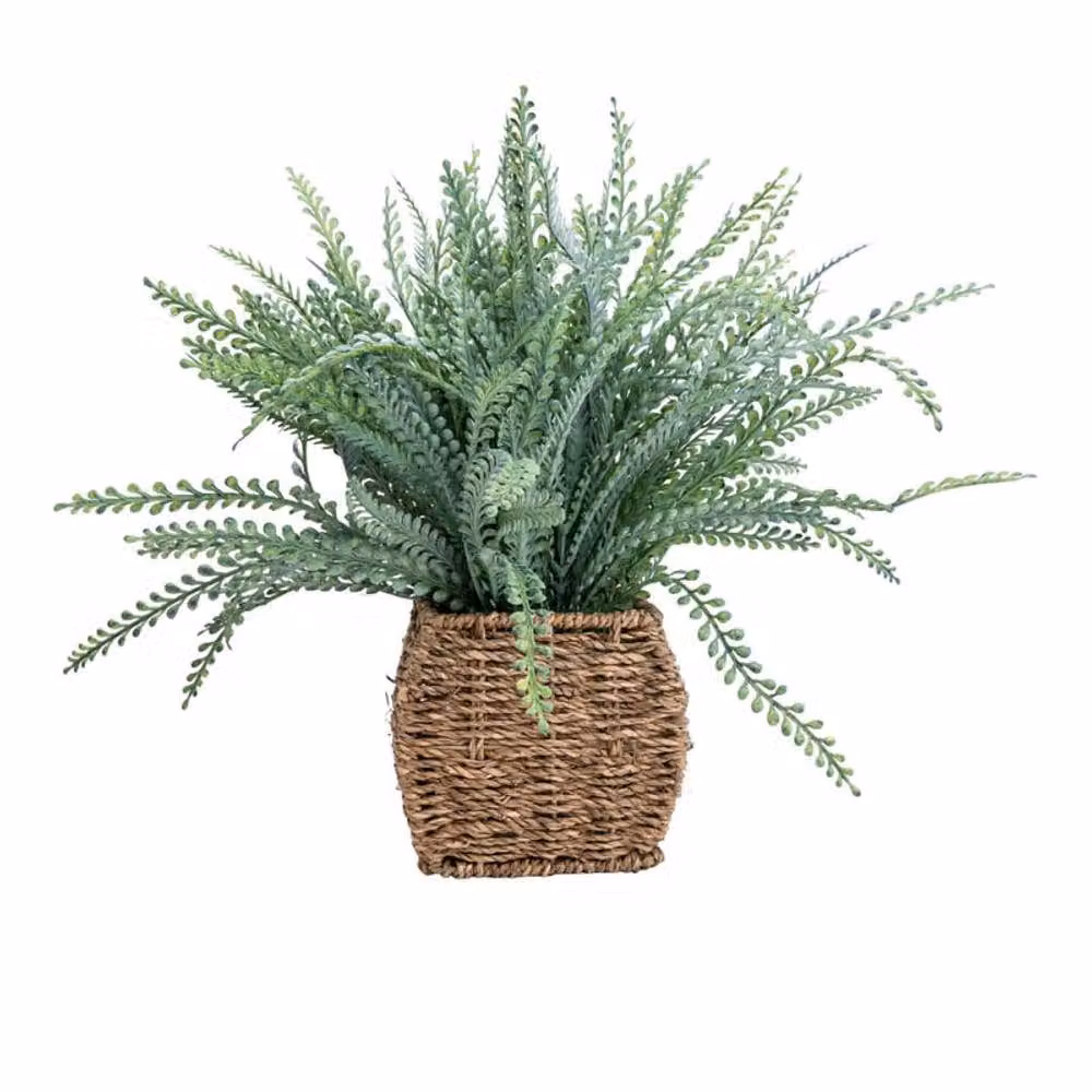 Madison & Mayfair Artificial Green Fern in a Rustic Rattan Seagrass Basket – 2