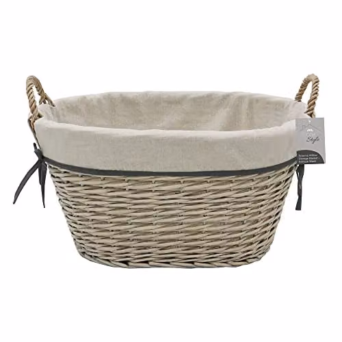 JVL Arianna Oval Tapered Willow Storage Basket, Grey, W: 36.0 cm, D: 27.0 cm, H: 1.0 cm – 2