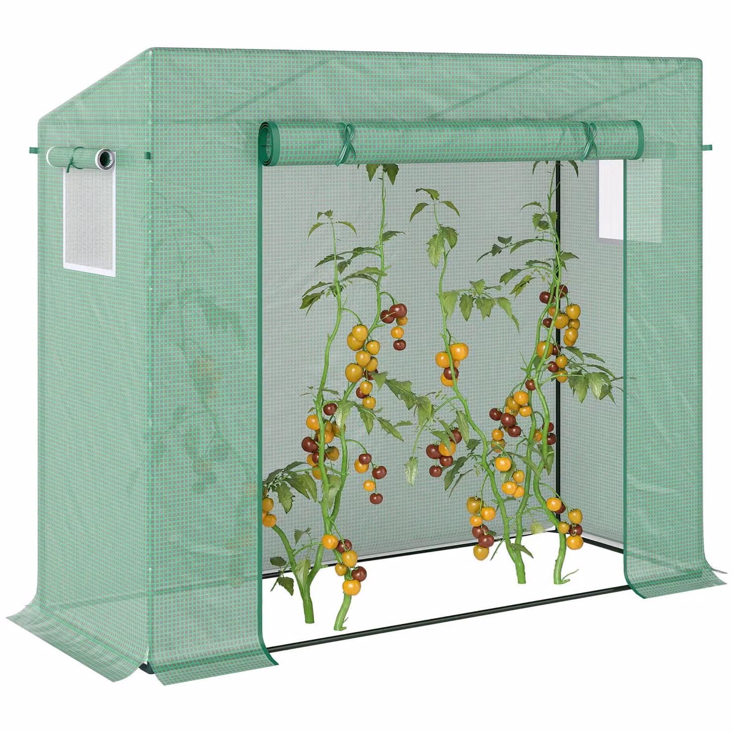 OUTSUNNY Green Walk-in Greenhouse Patio Hot House with Steel Frame and Roller for Growing Plants, Flowers, Herbs and Vegetables, W/D/H: 200 x 76 x 168 cm – 2