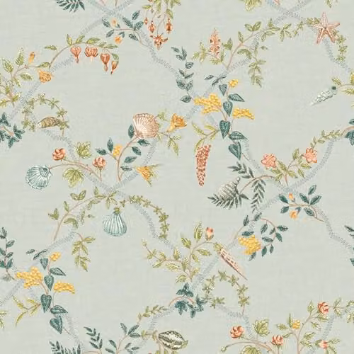 Holden Decor Odyssey Shell Trellis Coastal Ocean Themed Wallpaper in Duck Egg Blue – 1