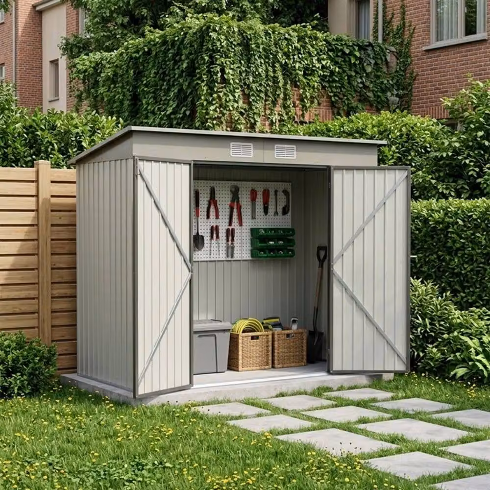 FORGEVIO Grey Galvanised Steel Outdoor Garden Shed – 3
