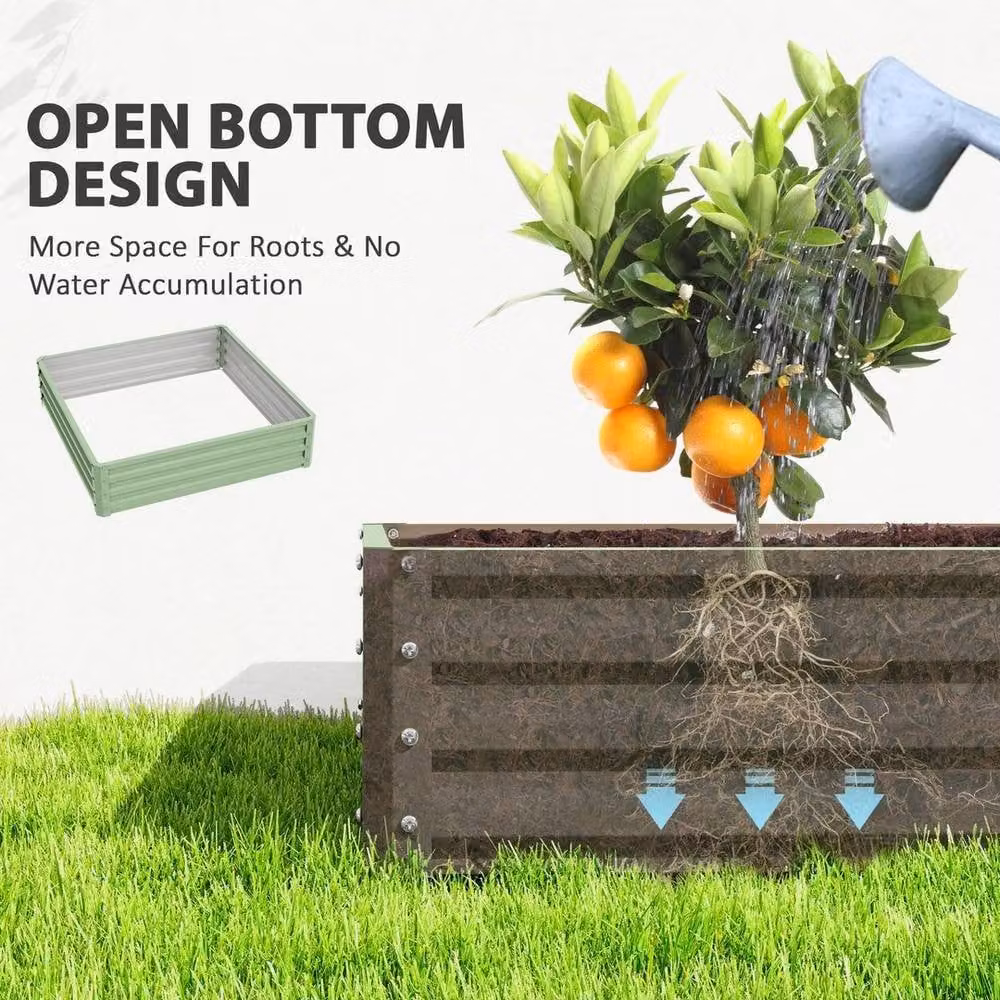 Kelvenix Green Galvanised Steel Raised Garden Bed for Ornamental Gardens, W: 120 cm, H: 30 cm – 3