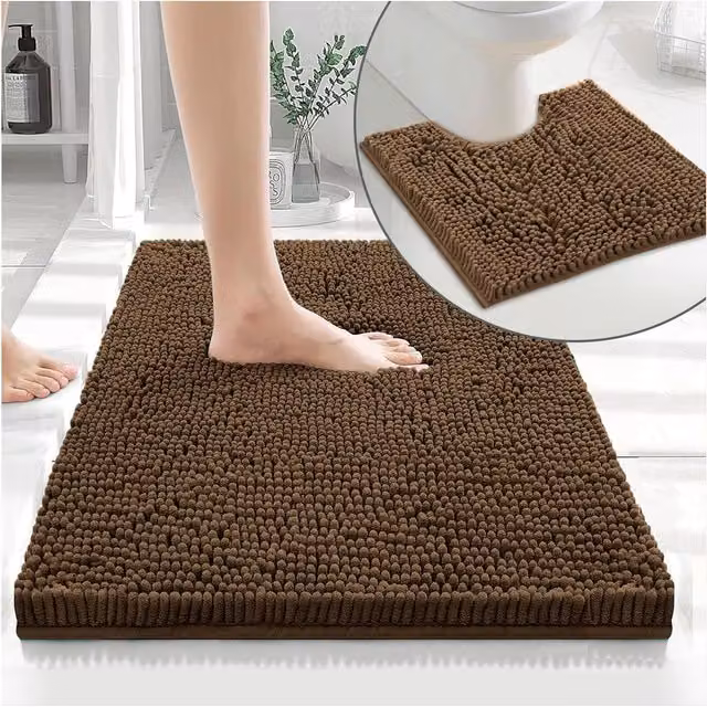 Gaveno Cavailia Rectangular Chenille Loop Bath Mat in Brown or Beige, W: 75 cm, D: 50 cm – 2
