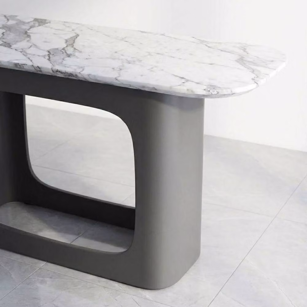 HOME LUXE INTERIOR Lina Grey Marble Console Table - Modern Stone Hallway Entryway Desk – 3