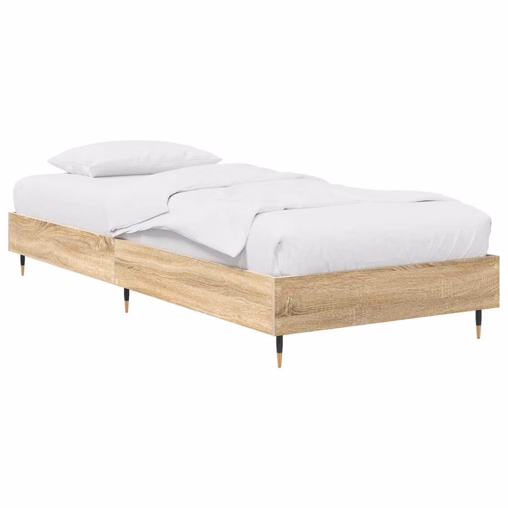 Berkfield Home Sonoma Oak Bed Frame in Brown, W/D/H: 80 x 200 x 26 cm – 2