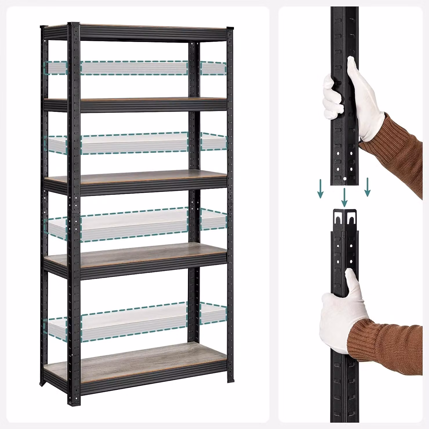 SONGMICS Industrial Storage Shelving Unit with Adjustable Shelves in Beige – 5