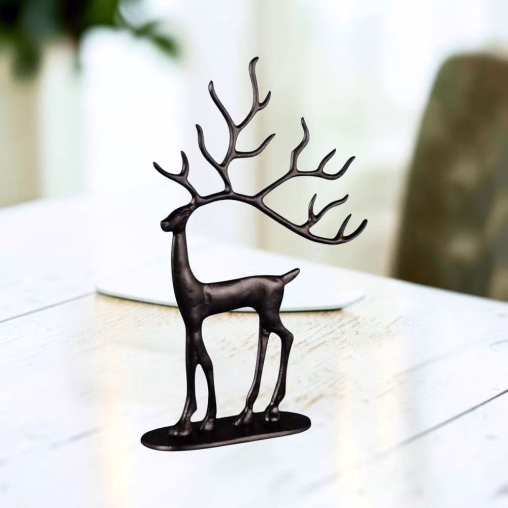 Four Candle Black Metal Reindeer Christmas Figurine, Height: 33 cm – 2