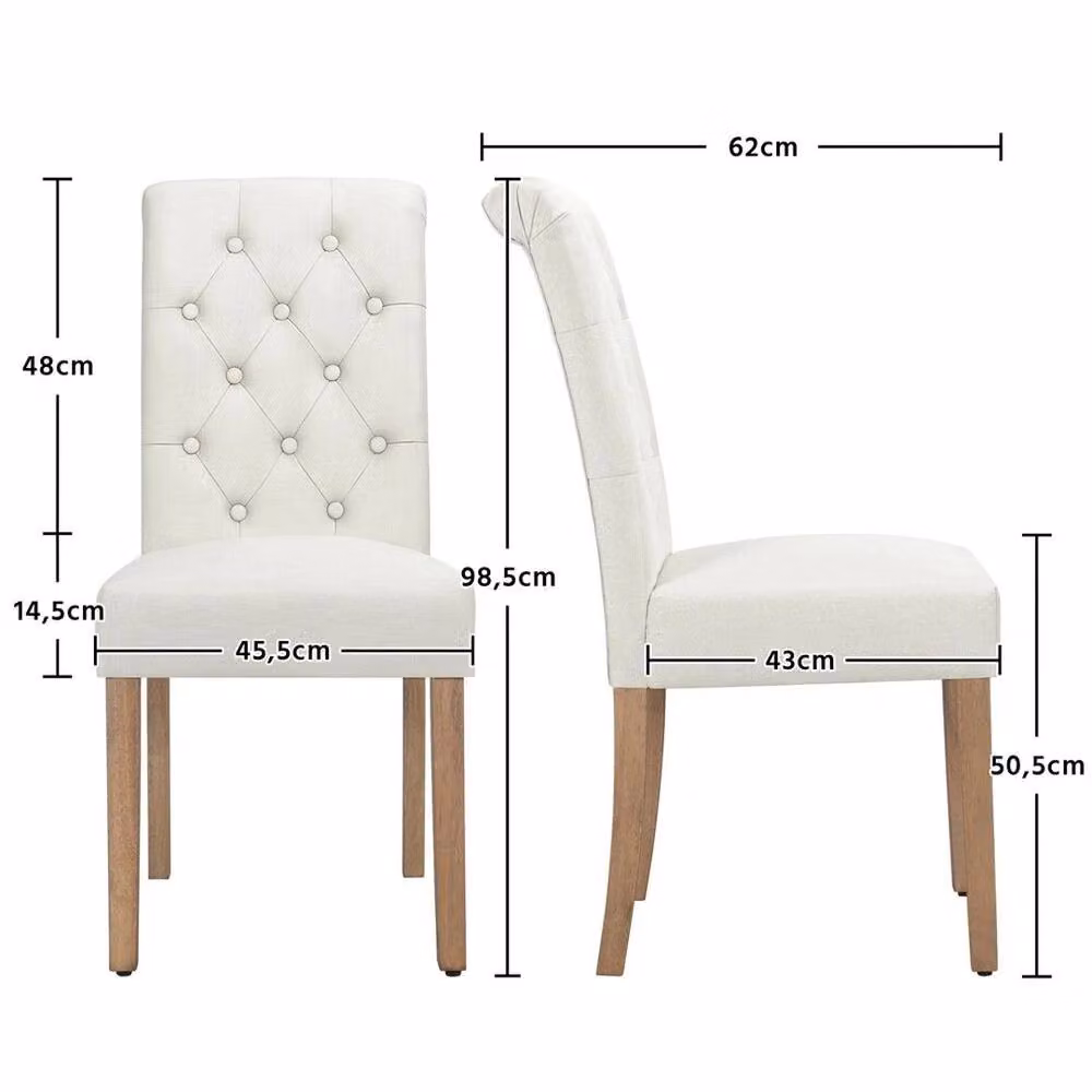 EONLION Set of 2 Modern Beige Fabric Dining Chairs – 2