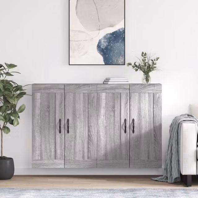Berkfield Home Set of 2 Wall Mounted Cabinets in Grey Sonoma Oak Matt Finish