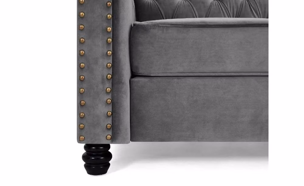 Home Detail Chester 2 Seater Grey Velvet Chesterfield Sofa – 3