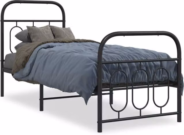 Berkfield Home Metal Bed Frame with Footboard, Black, W: 75 cm, L: 190 cm – 1
