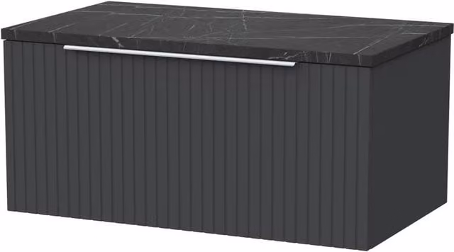 Balterley Callingwood 1 Drawer Vanity with Black Pietra Top, Dark Grey, Width: 80 cm