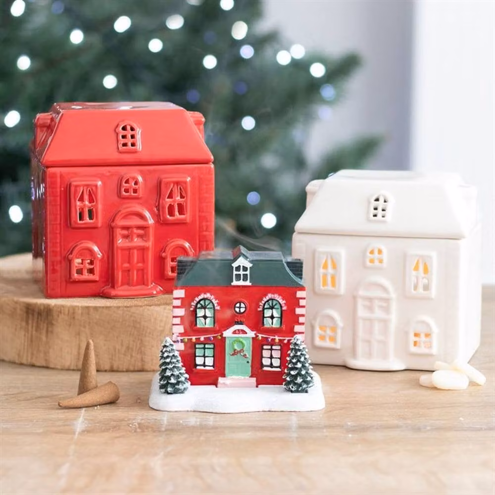 Uniqueful Red Ceramic House Oil Burner for Tealights – 2