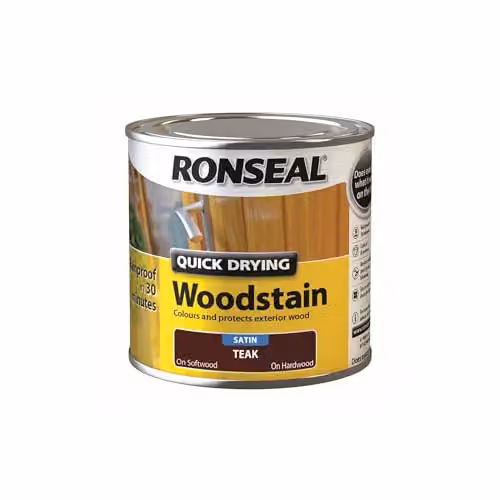 Ronseal Quick Dry Satin Woodstain, Teak, 250ml – 3
