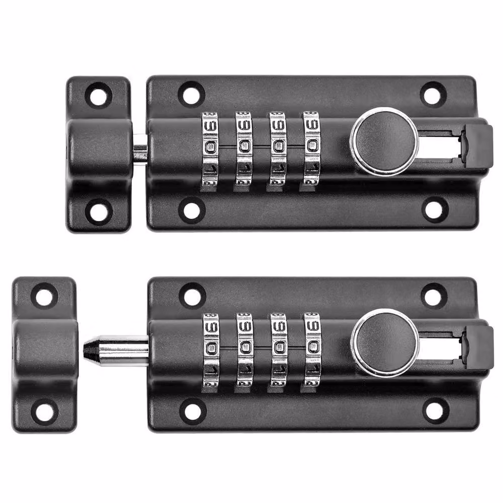 SPETLEK 4-Digit Combination Slide Latch Door Lock in Black Stainless Steel – 4