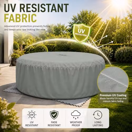 SHATCHI Grey Waterproof and UV-Resistant Hot Tub Cover for 2 Person Mspa, W/D/H: 195 x 100 x 70 cm – 3