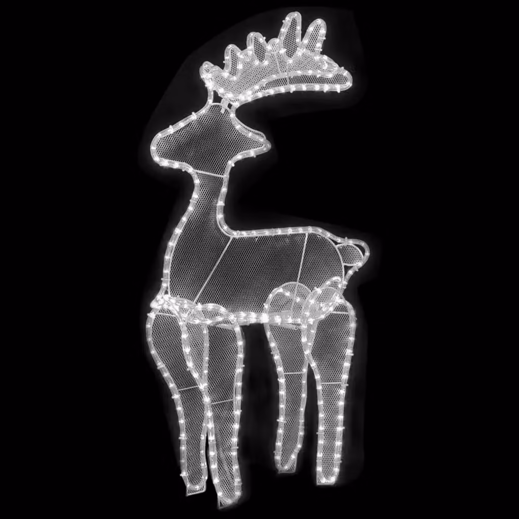 Berkfield Home Reindeer Christmas Decoration with 306 Multicolour LEDs, White, W/D/H: 60 x 24 x 89 cm – 2