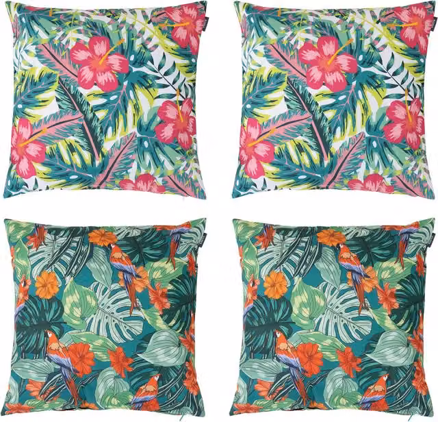 Icon Tropical Palm Prints Outdoor Cushion Set of 4 - White and Multicolour