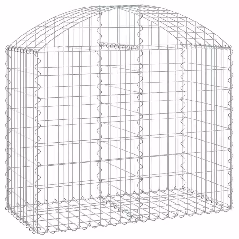 Berkfield Home Arched Gabion Basket in Silver Galvanised Steel, W: 100 cm, D: 50 cm, H: 80-100 cm