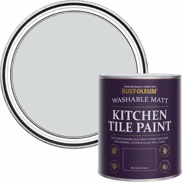 Rust-Oleum Water-Based Kitchen Tile Paint in Matt Finish, Dove Grey, 0.75 l – 1