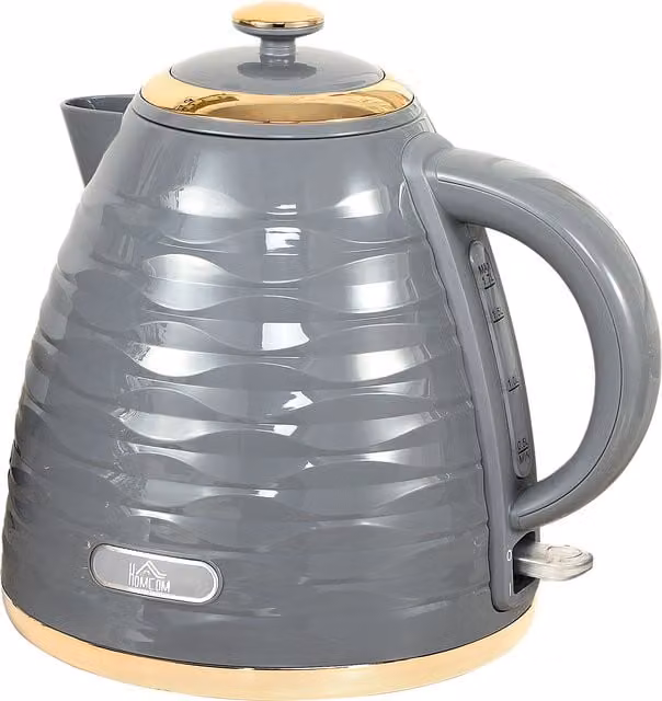 HOMCOM Electric Kettle, 1.7 l, Grey, with Removable Anti-scale Filter and Auto Shut-off