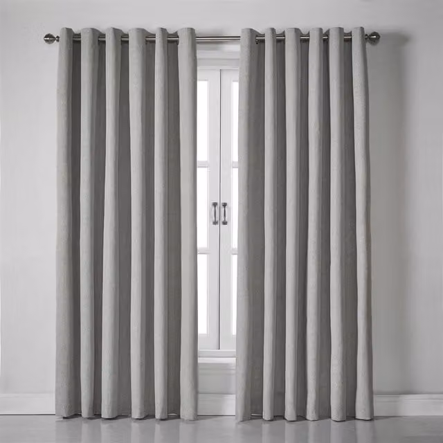 Alan Symonds Luxury Living Grey Linen Look Blackout Eyelet Curtains, W: 161 cm, H: 229 cm