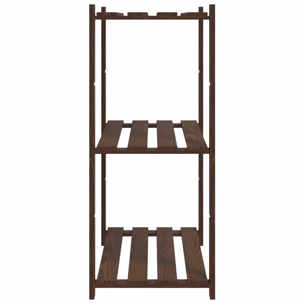 Berkfield Home Beautiful 3-Tier Solid Wood Pine Storage Rack, Brown, W: 80 cm, D: 38 cm, H: 90 cm – 4