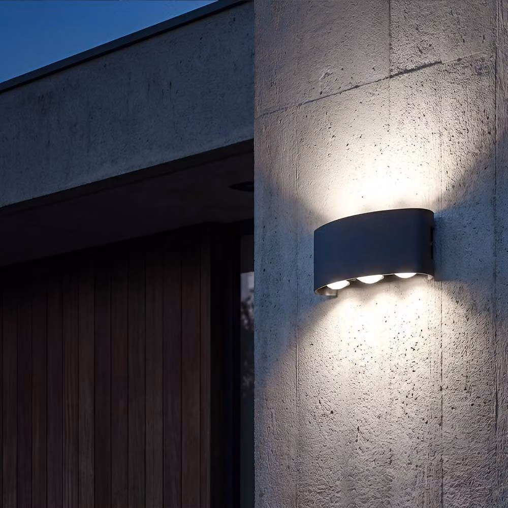 Briloner Black Modern LED Up and Down Wall Light, IP44 Rated for Terrace Use, 6.5W – 3