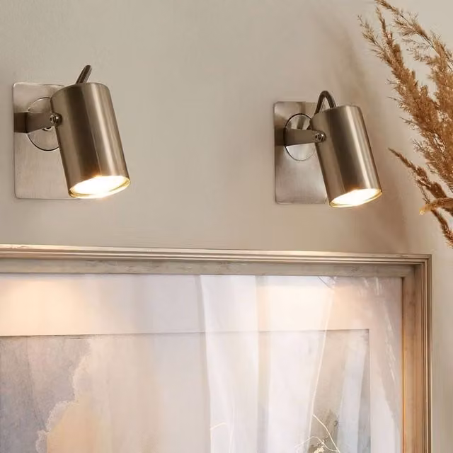 Wyld and Coco Silver Industrial Metal Wall Lamps with Adjustable Arms (Pair) – 1