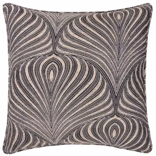 Paoletti Gatsby Jacquard Piped Black Polyester Filled Square Cushion, W/D/H: 55 x 55 x 55 cm – 2