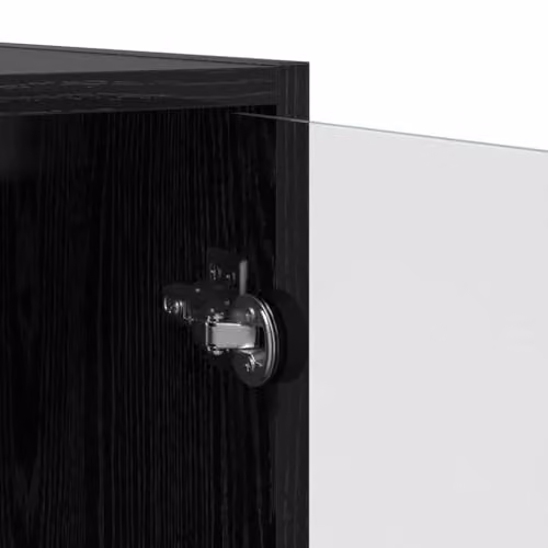 vidaXL Modern Wall Cabinet with Glass Doors in Black, W: 35 cm, D: 17.8 cm, H: 102 cm – 3