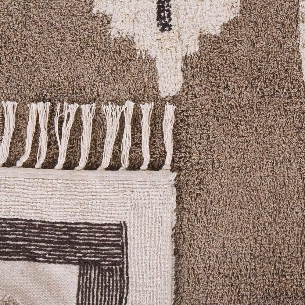 Wyld and Coco Beige Cotton Hand Tufted Boho Area Rug with Fringes W: 160 cm, D: 230 cm – 3