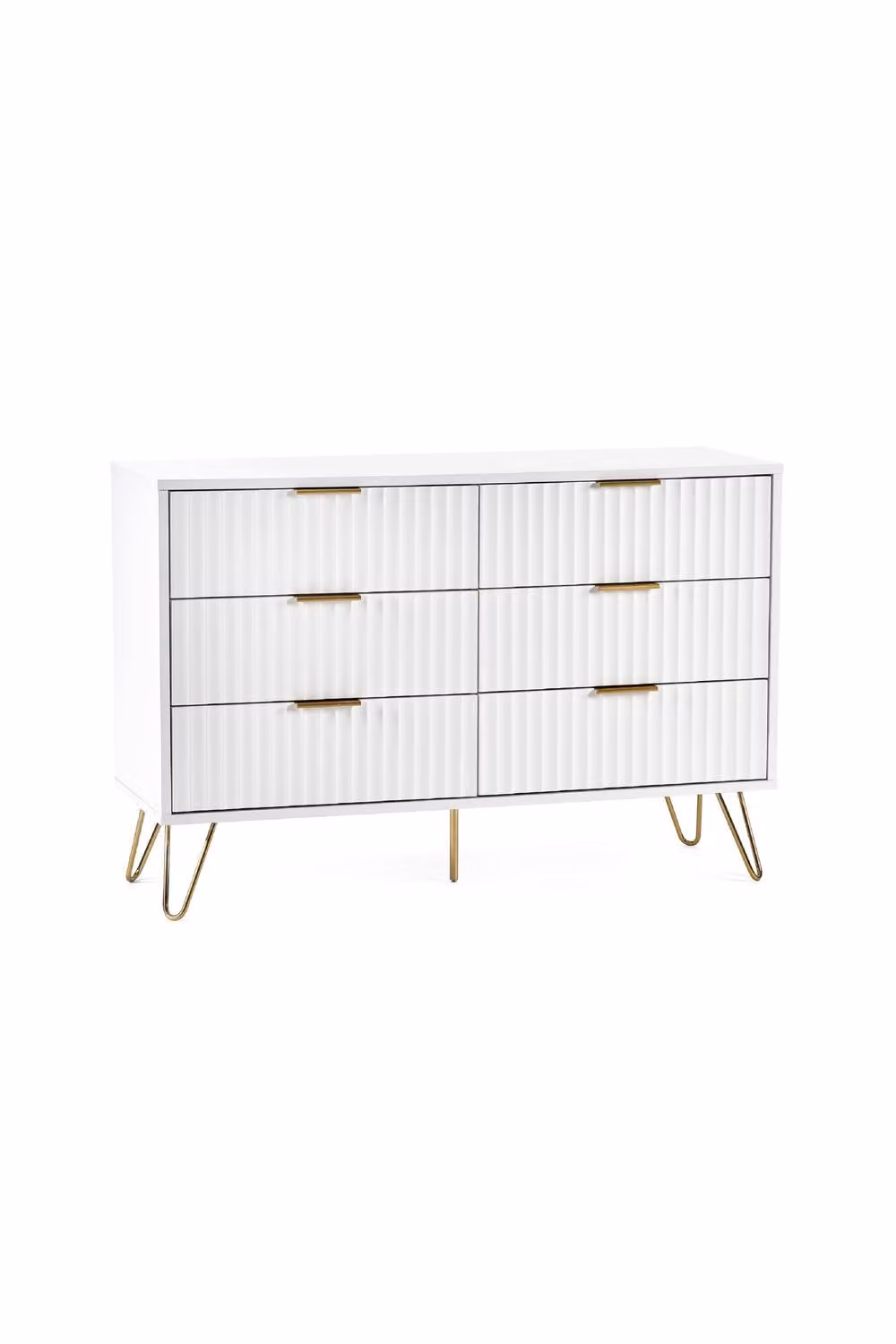 Julian Bowen Murano Matte White 6 Drawer Wide Chest with Gold Details – 2