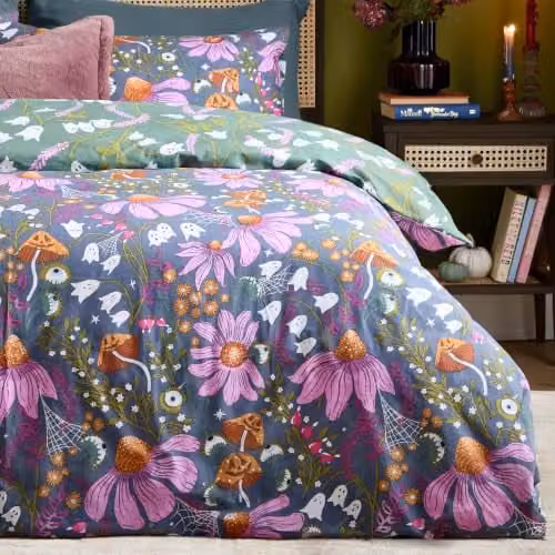 Riva Home Ghoul Gardens Reversible Floral Duvet Cover Set, Multicolour, W: 90 cm, L: 200 cm – 3