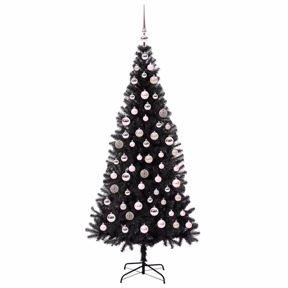 Berkfield Home Lush Christmas Tree with 300 LEDs and Stand, Black, Height: 180 cm – 4
