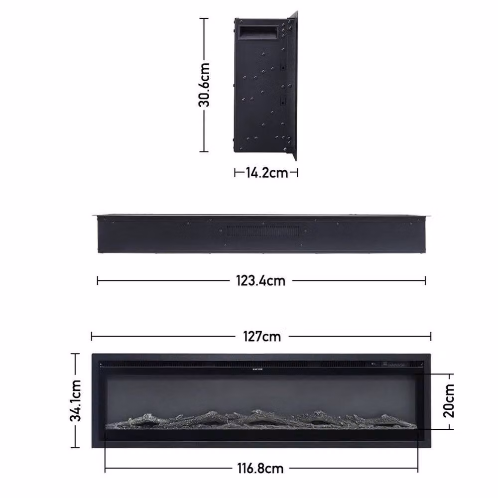 FORGEVIO 50-inch Wall Mounted LED Fireplace with 9 Colour Options in Black – 3