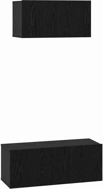 Berkfield Home Modern Wall Mounted TV Cabinet, 2 Piece Set in Black Oak, W/D/H: 80 x 30 x 30 cm