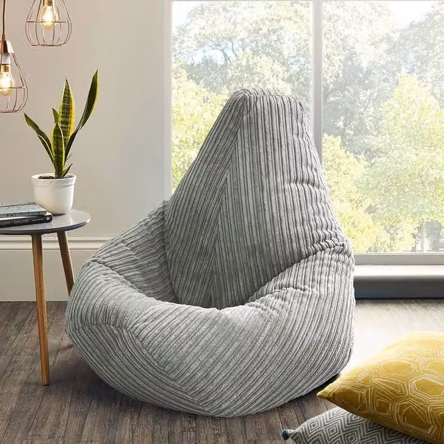 VOGREX Jumbo Cord Beanbag Chair in Light Grey